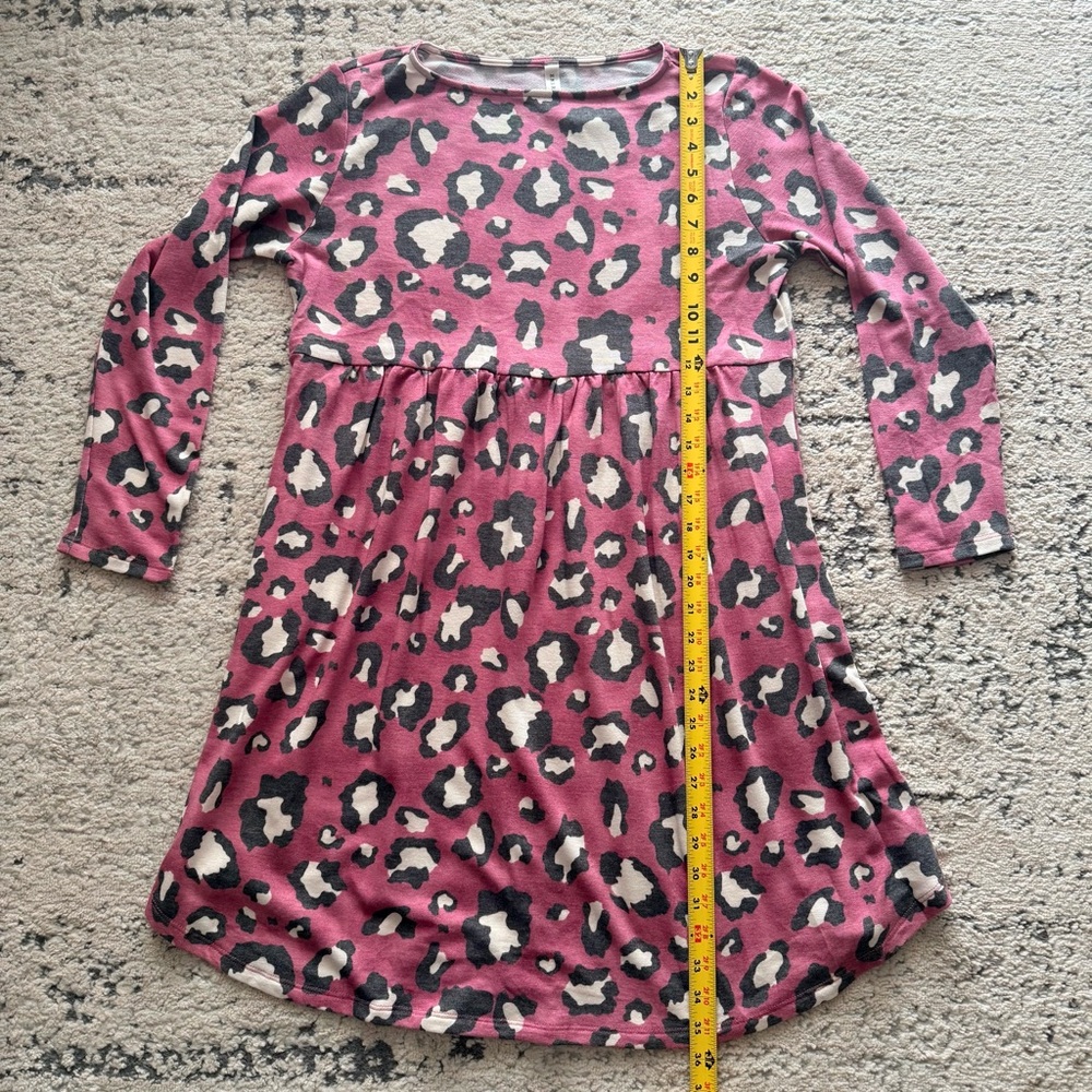 NWOT-Emerald Brand Pink/Merlot/Gray Leopard Long Sleeve Tunic Dress SZ L - Picture 6 of 9